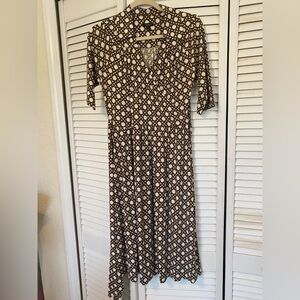 Talbots Elegant Brown and White Patterned Dress size 4